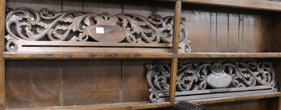 Two carved hardwood cresting panels, W.100cm